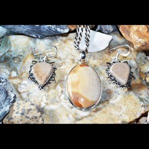 Picture Jasper Set Pendant Earrings
